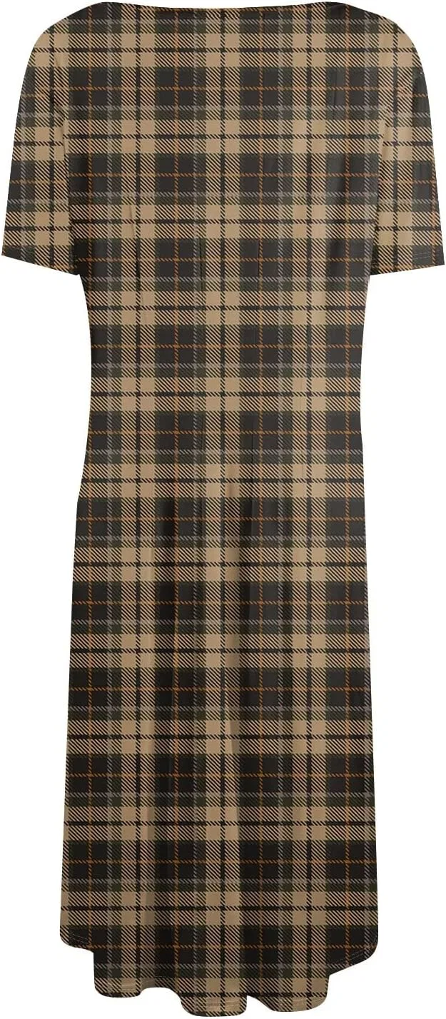 Женское летнее платье с цветочным принтом A-line, Light Brown — фото 3