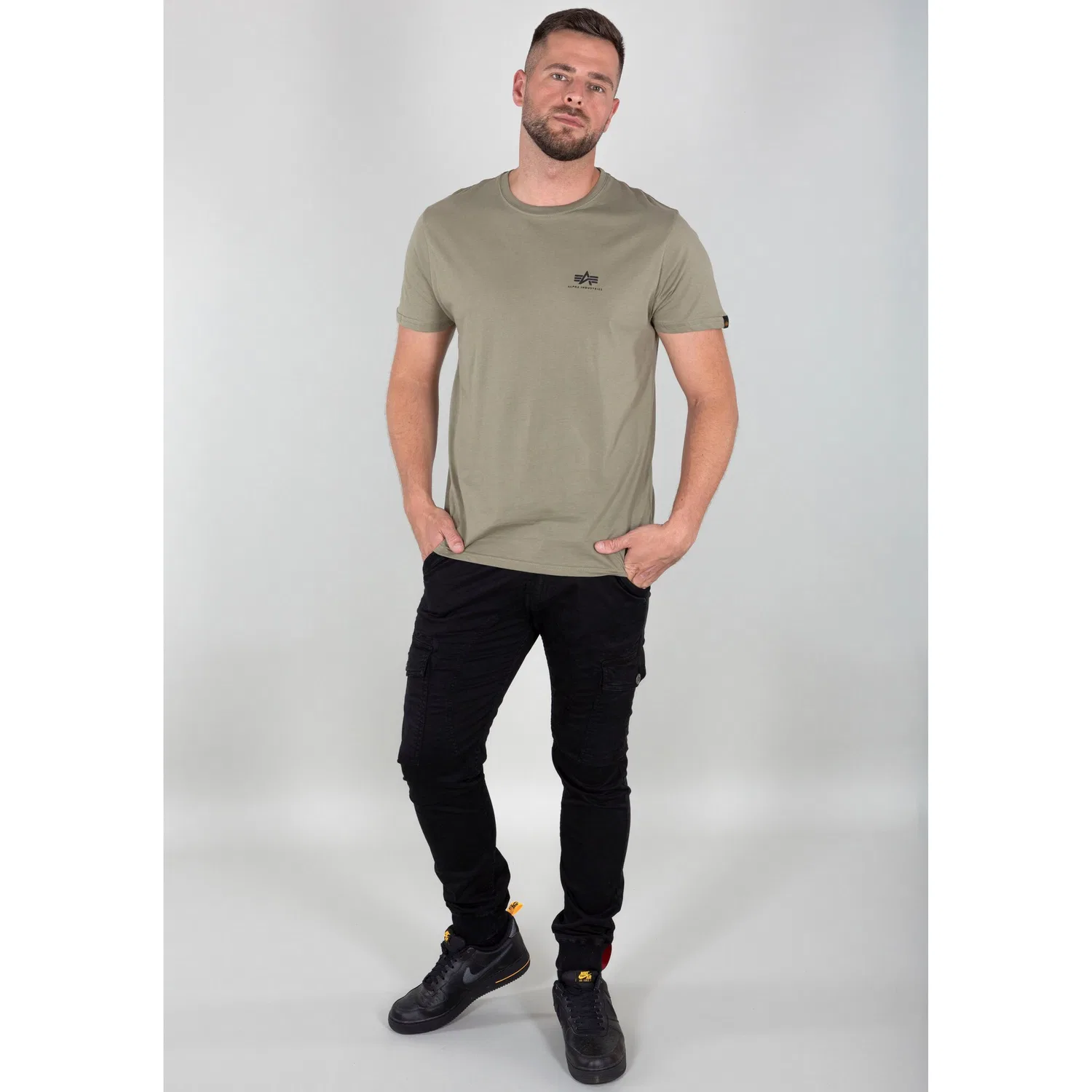 Детская хлопковая футболка с логотипом Alpha Industries, Olive — фото 4