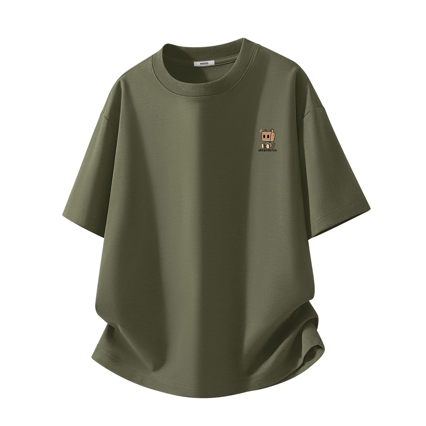 Футболка детская хлопковая MINISO, Ice Silk Cooling Light Beige (MB Box Cat Kid Chest Logo) — фото 3