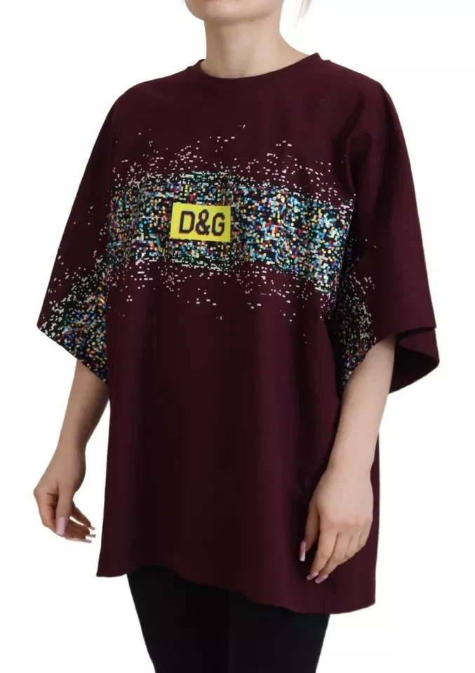 Женская футболка с принтом с коротким рукавом Bordeaux D&G Print Dolce & Gabbana, Bordeaux — фото 4
