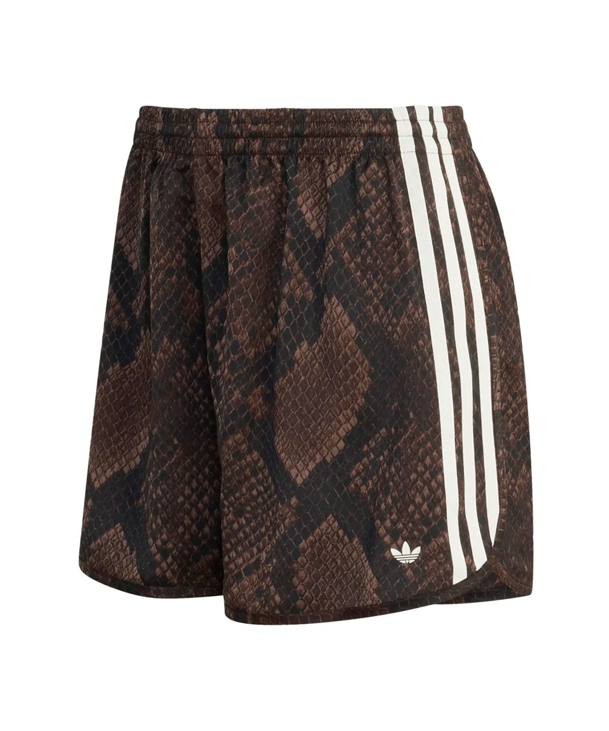 Женские шорты с принтом из сатина Adidas Snake Print Satin Shorts, коричневый