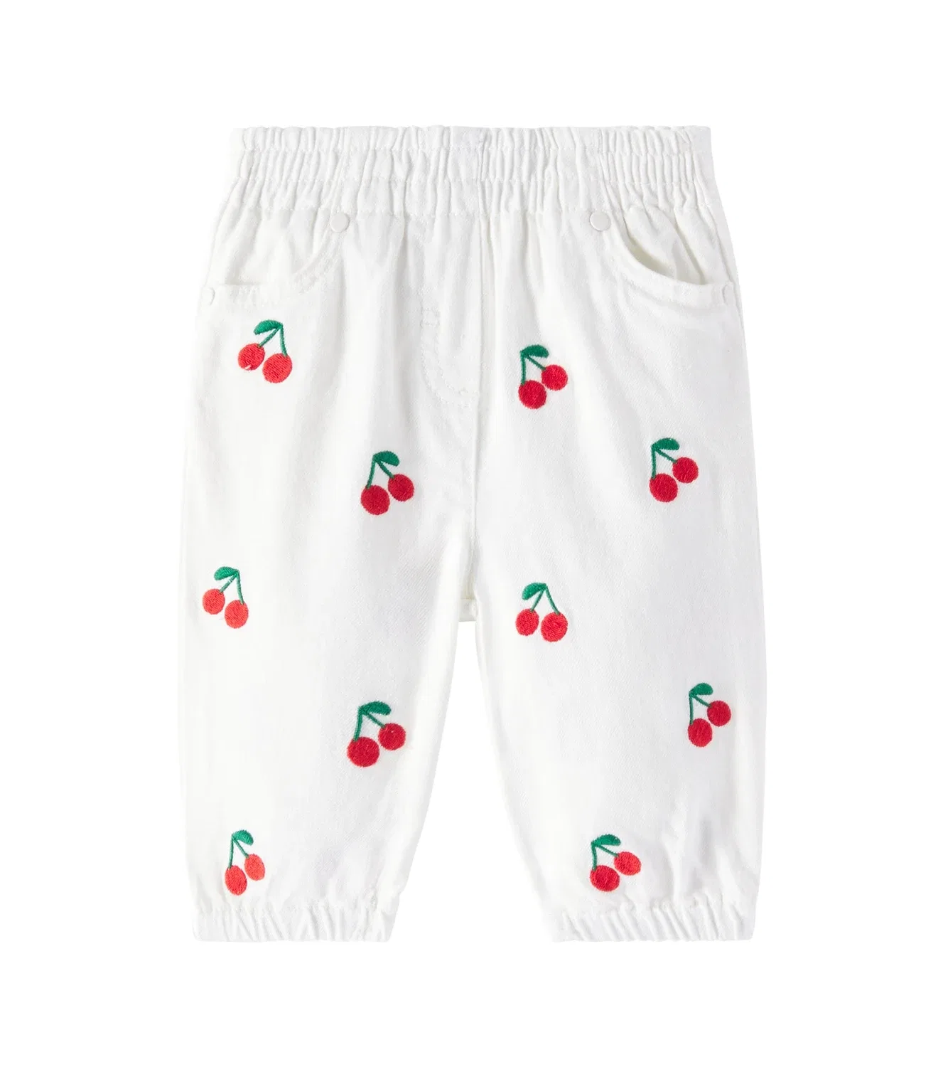Брюки хлопковые с вышивкой Stella Mccartney Kids, белый