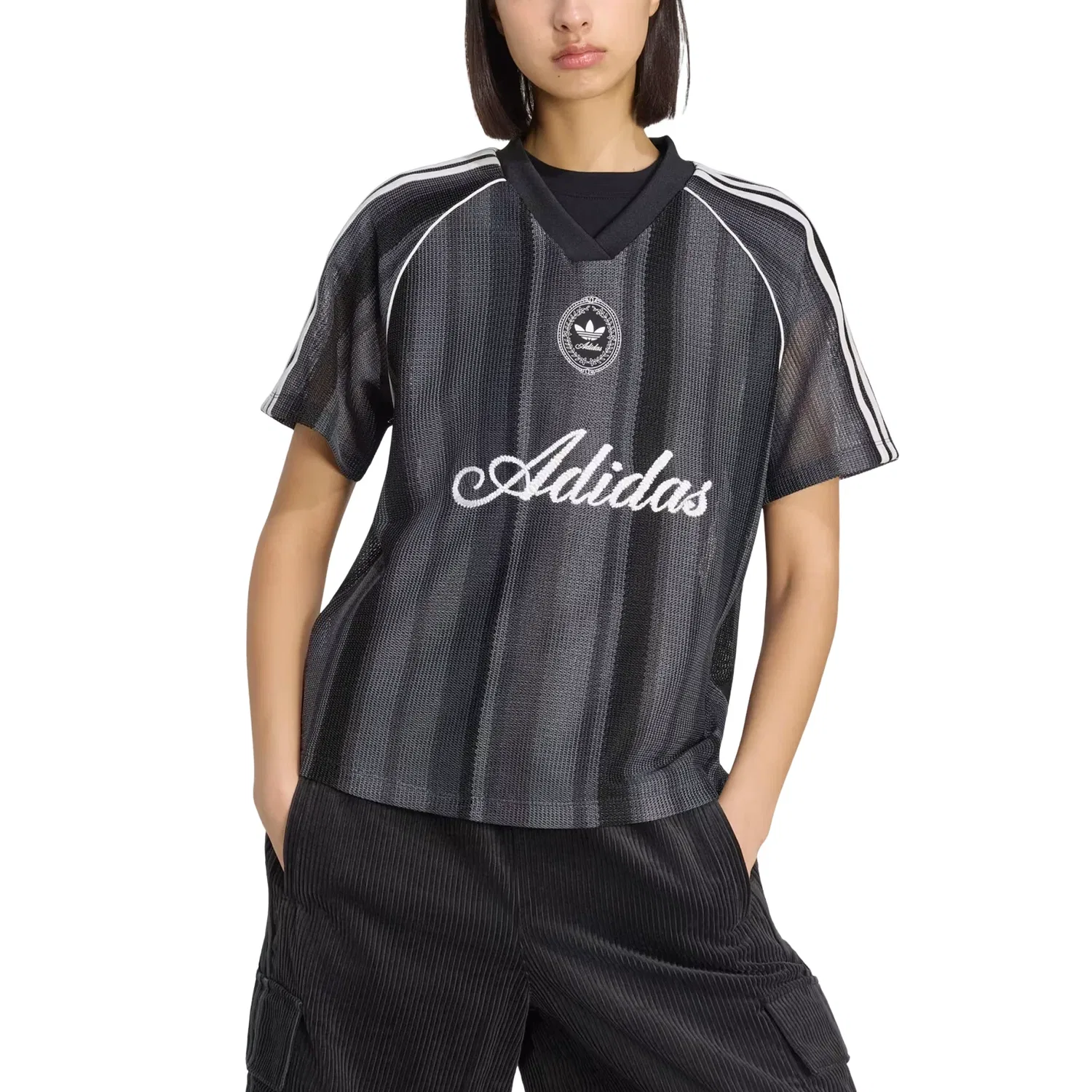 Женская футболка с принтом Summer Glow Adidas, черный — фото 2