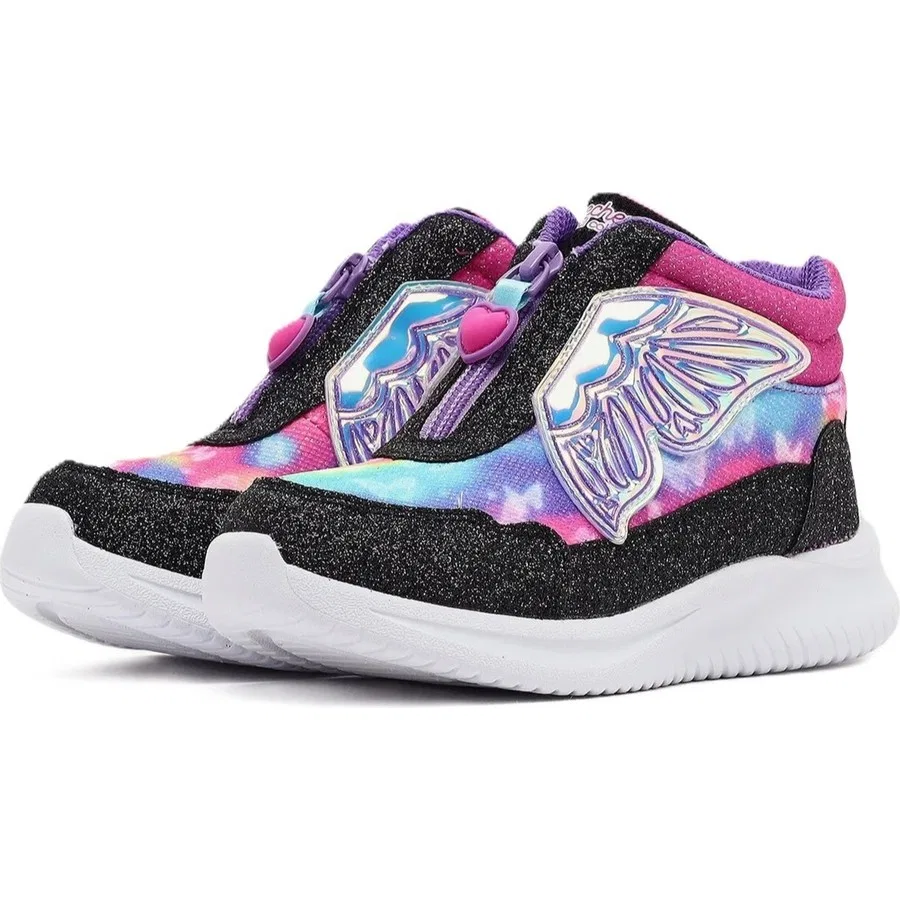 Детские кроссовки с фермуаром и подсветкой Jumpsters Kids Sneaker Skechers, Розово-черный — фото 3