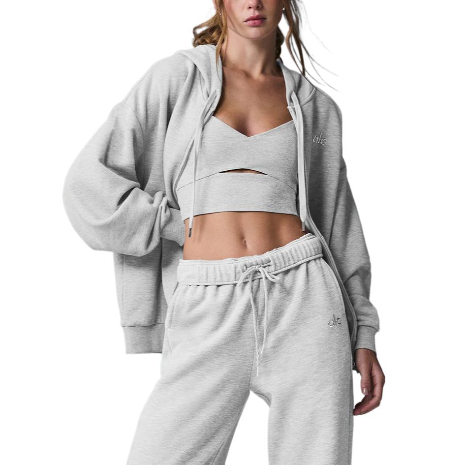 

Alo Yoga Женская худи с молнией, Sports Lime Gray/Athletic Heather Grey/Core