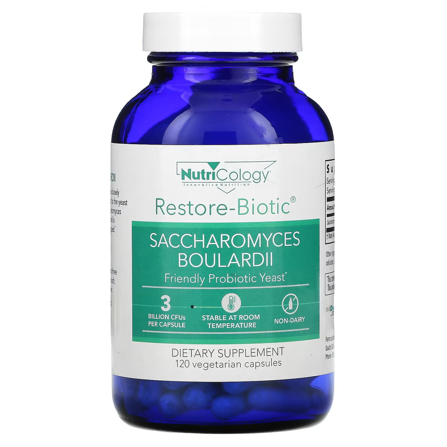 

Nutricology, Restore-Biotic, сахаромицеты Буларди, 120 вегетарианских капсул