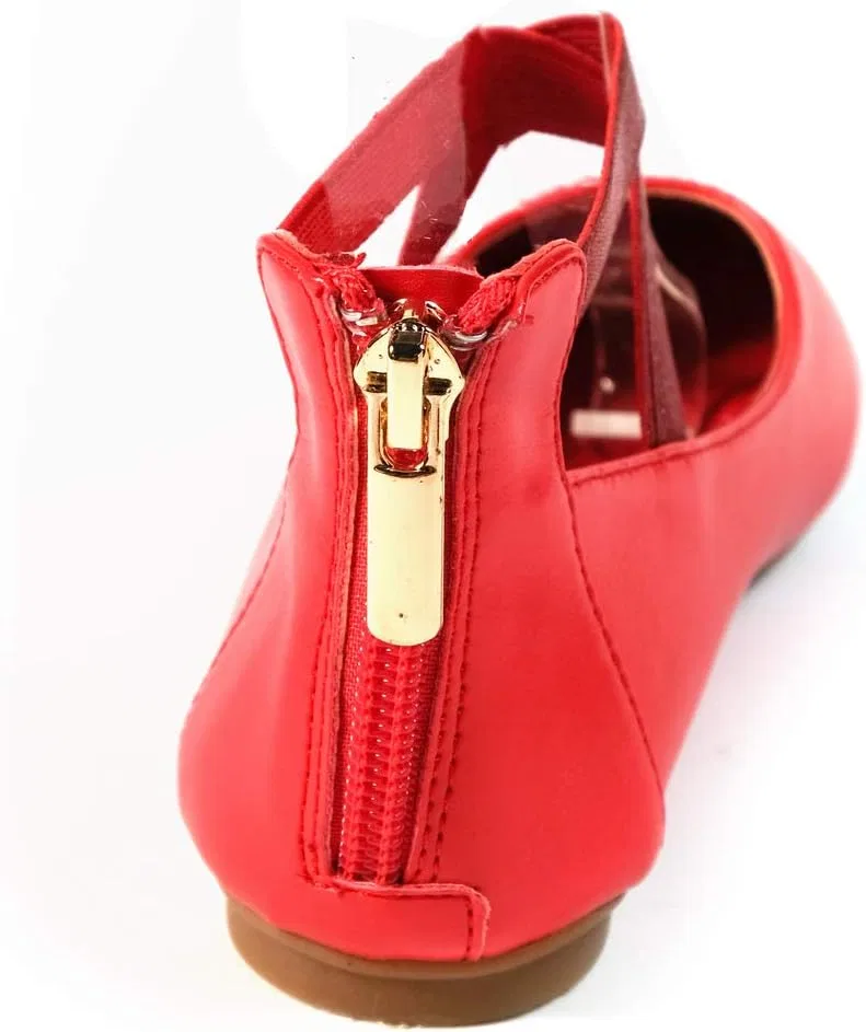Детские туфли-балетки для девочек с ремешком на щиколотке Nova Utopia Nova Footwear, Red — фото 4
