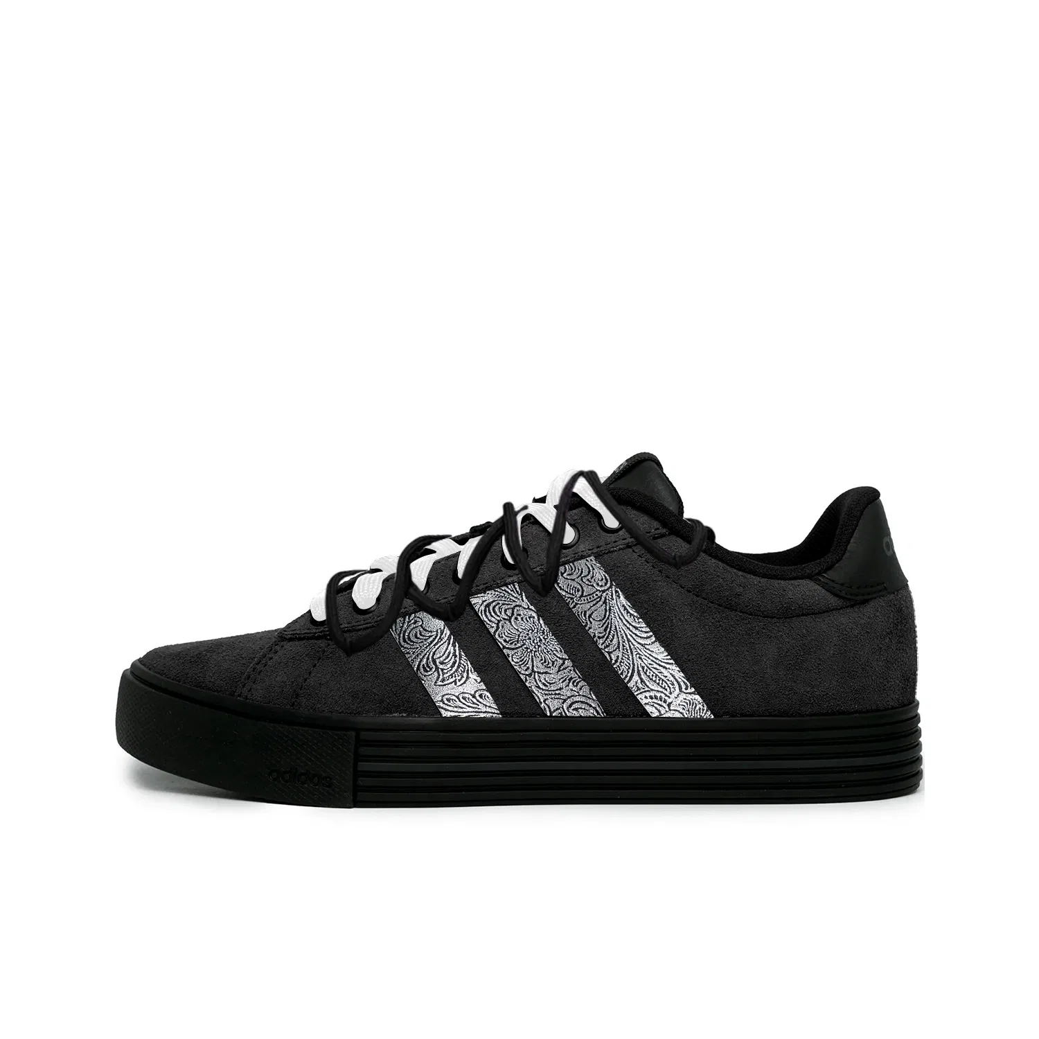 Детские доска-кроссовки Adidas Daily с принтом, Silver, Black White — фото 3