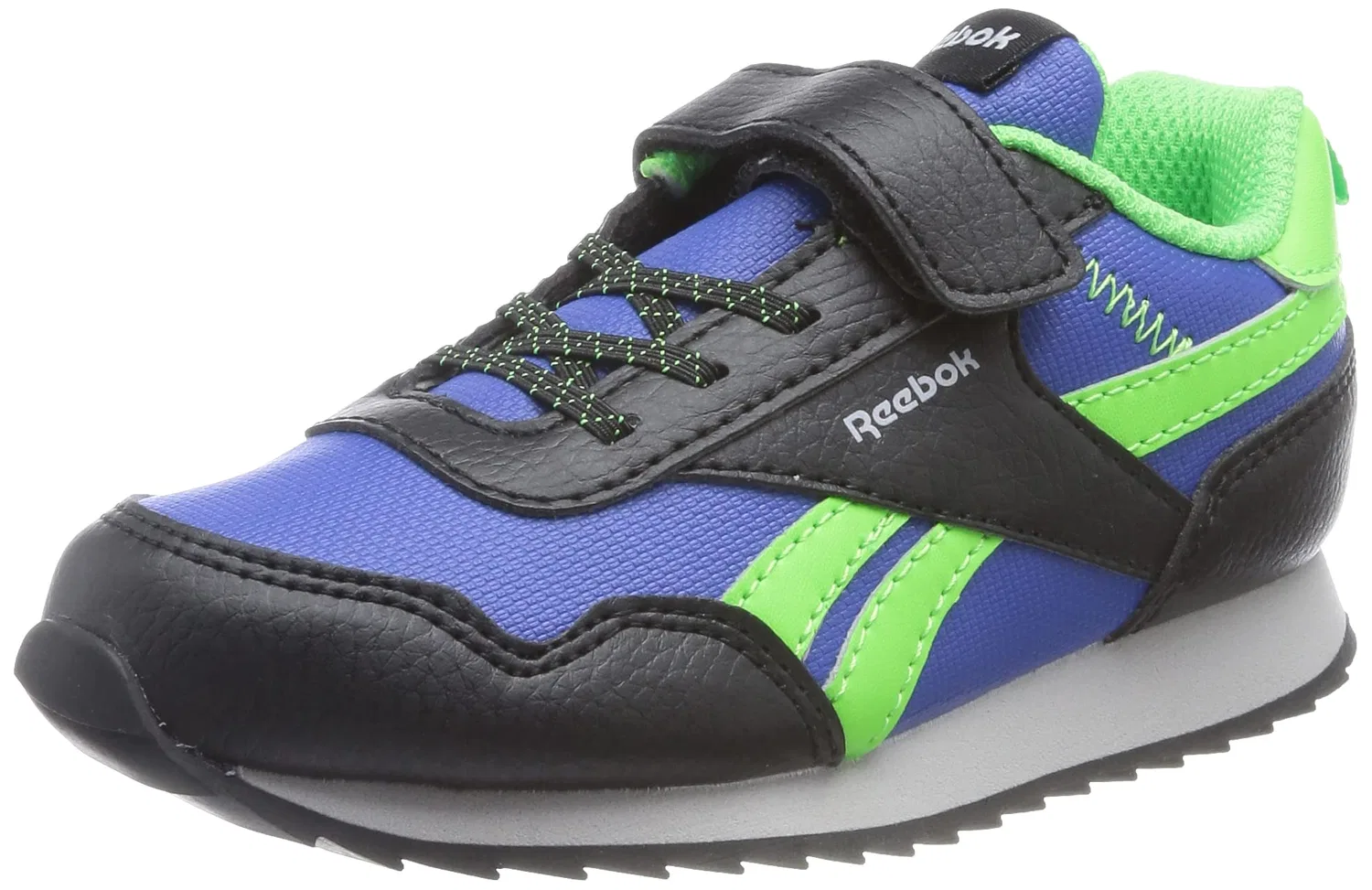 Детские кроссовки для мальчиков с закрытым носком Royal Cl Jog 3.0 1v Reebok, Core Black Vector Blue Solar Lime