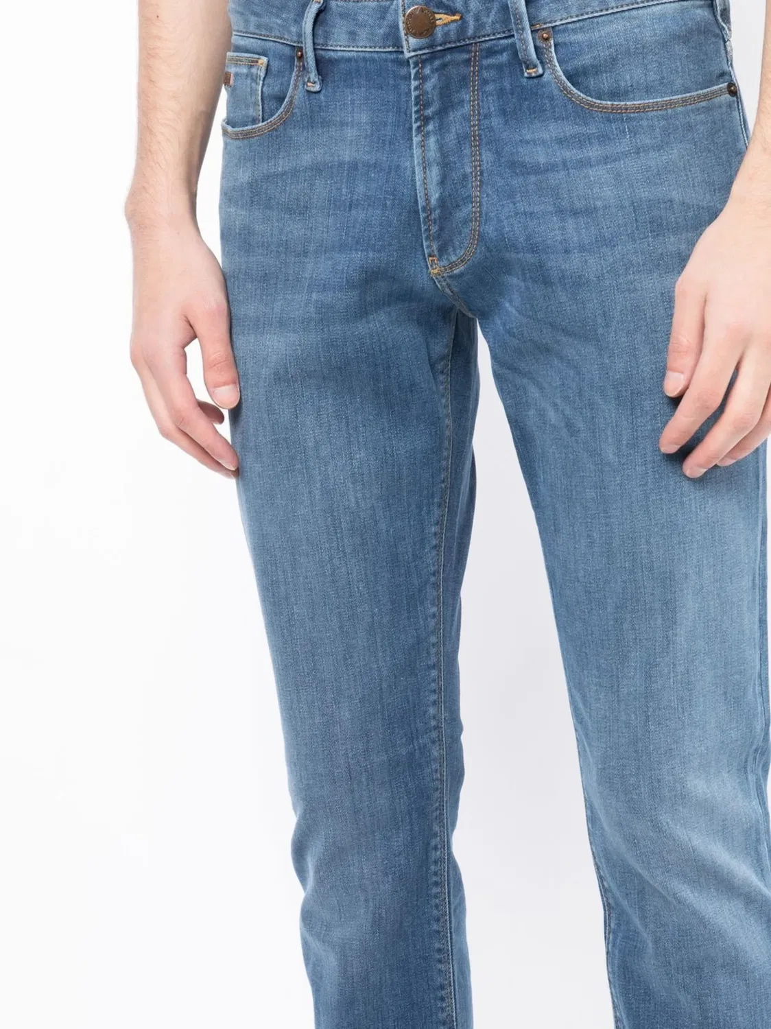 Emporio Armani Джинсы Slim-Cut в Средне-Синем Цвете — фото 4