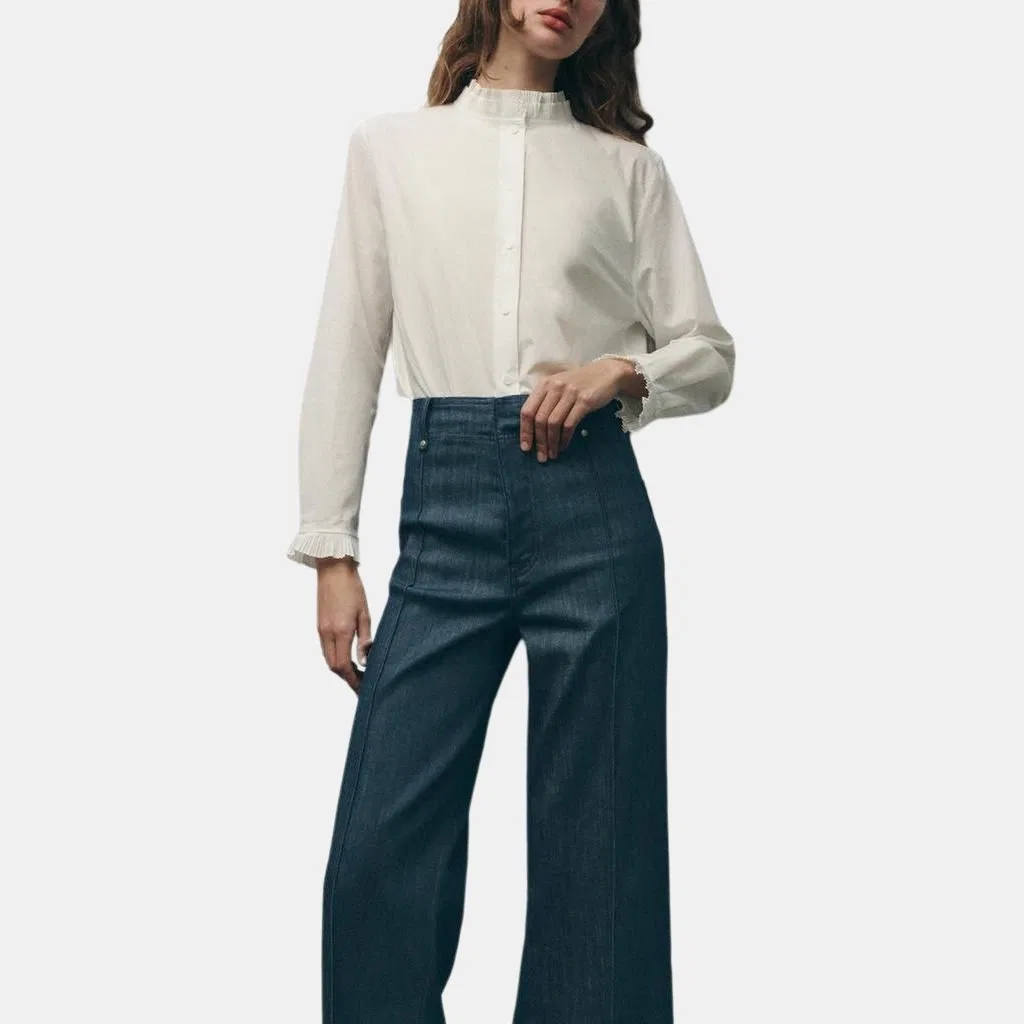Женская рубашка из серии ZW, белая, ZARA, White — фото 4