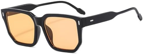 

Ретро популярные солнцезащитные очки в квадратной оправе с широкими дужками, большие очки с широкими линзами, очки для создания индивидуального образа MTZJH, Black Light Brown