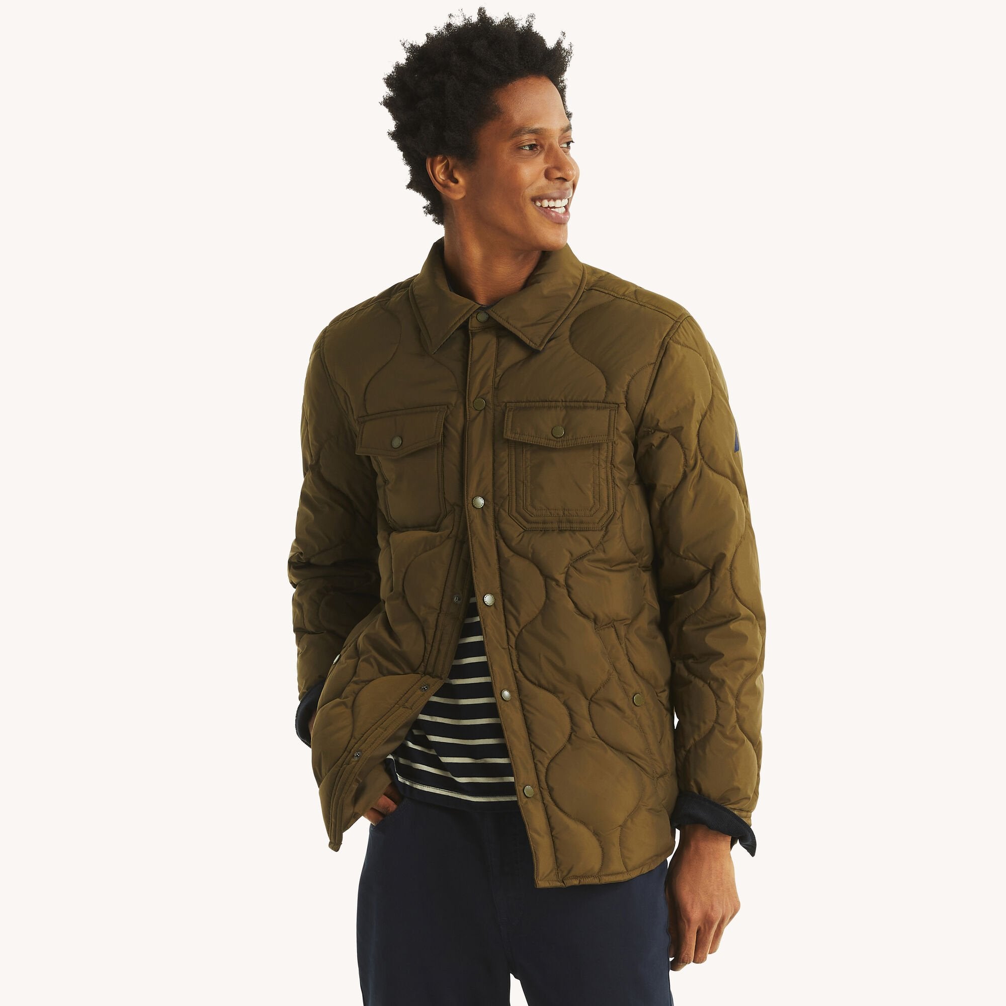 

Куртка-рубашка Nautica Mens Tempasphere стеганая, темно-оливковый