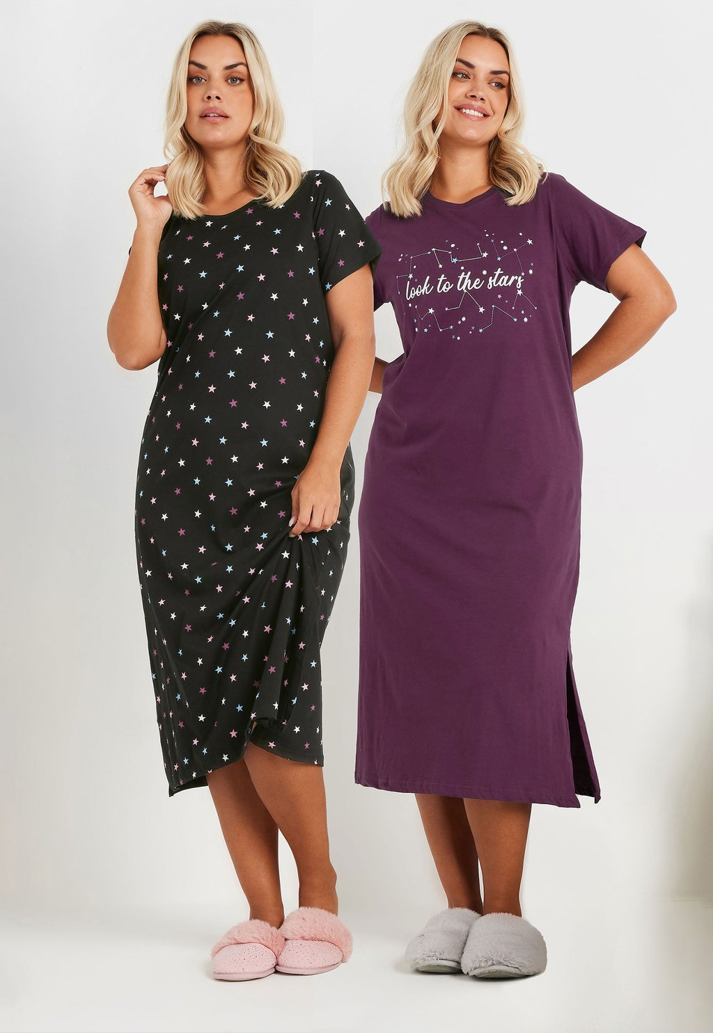 

Ночная рубашка 2 PACK LOOK TO THE STARS Yours Clothing, лиловый