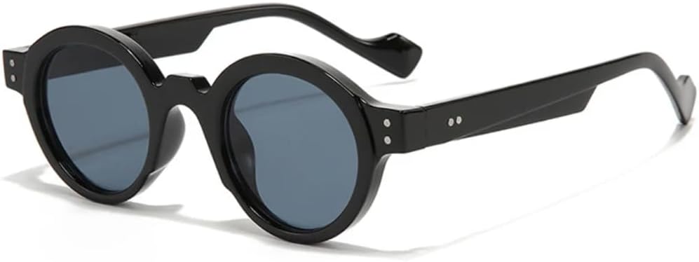 

Круглые солнцезащитные очки для мужчин в стиле панк, двухцветные, с защитой от УФ-излучения UV400, ретро, ​​с заклепками, модные женские очки с прозрачными линзами в оправе UATXTAU, Black Gray