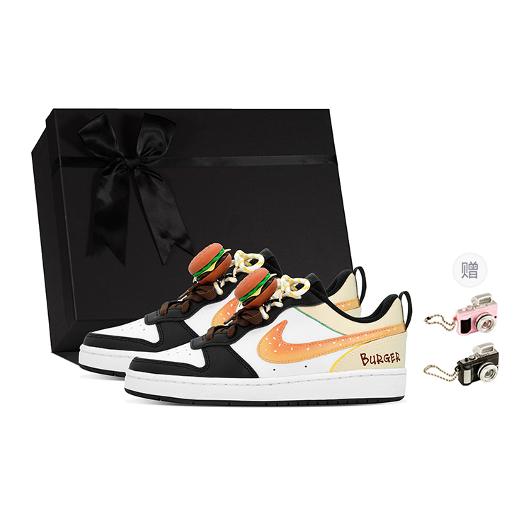 

Nike Бордовые скейтерские кроссовки Court Borough DEER Cream Hamburger устойчивые к истиранию низкие детские бежево-желтые для подростков