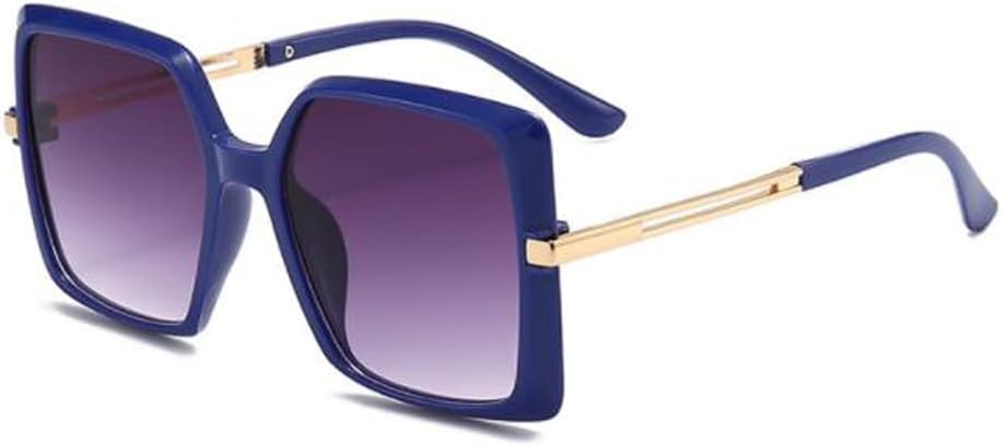 

Солнцезащитные очки PUB в крупной квадратной оправе с металлическими полыми дужками, модные солнцезащитные очки с защитой от УФ-излучения для мужчин и женщин, Blue Frame Gradient Gray Flakes