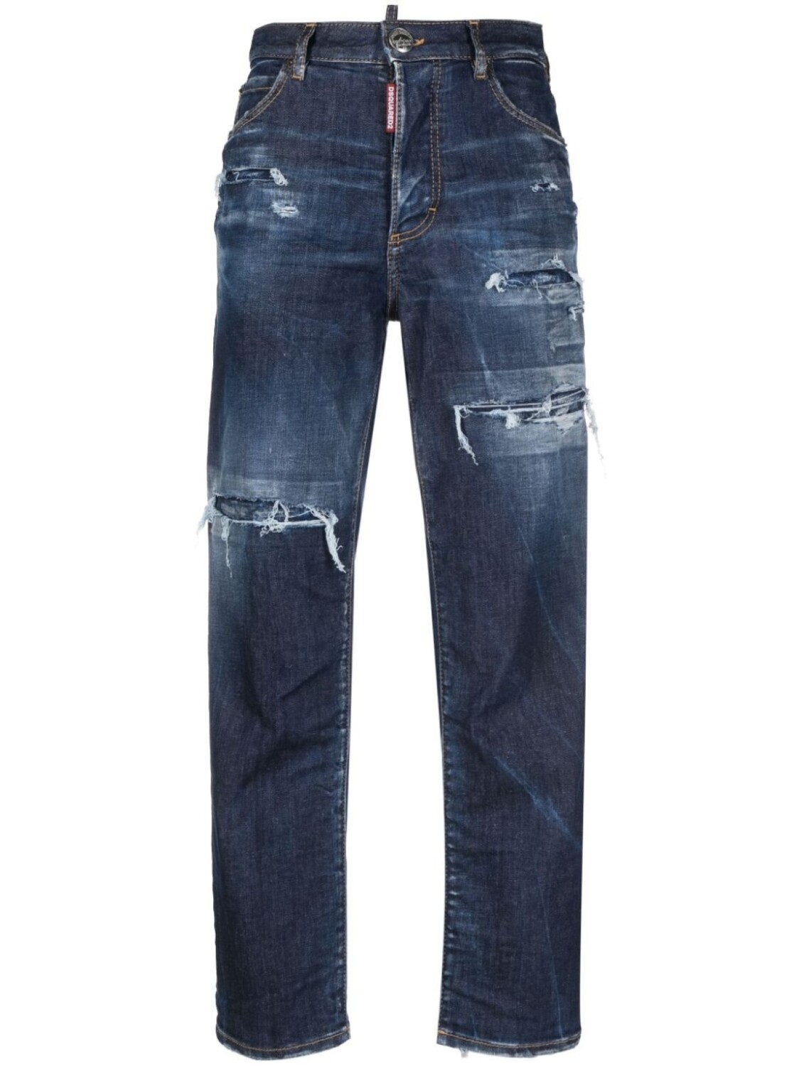 

Dsquared2 джинсы с завышенной талией и эффектом потертости, синий