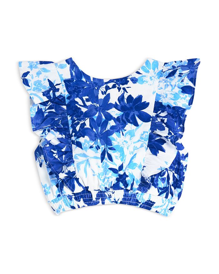 

Детская укороченная блузка с рюшами, для малышей и подростков - Эксклюзив AQUA, синий