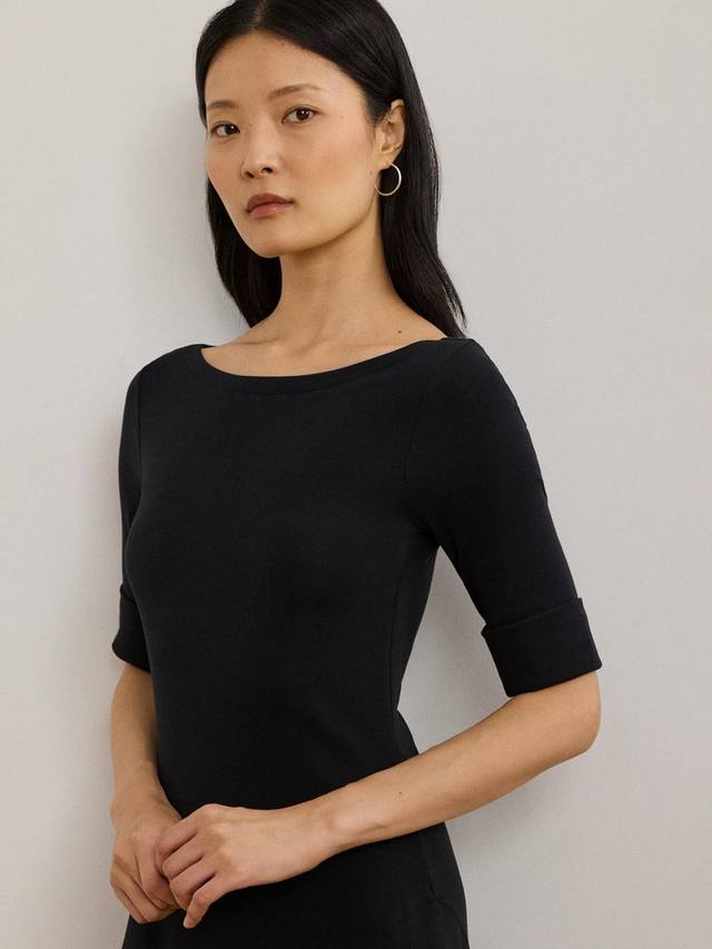 Платье миди Lauren Munzie из рибаны с хлопком и стретчем Ralph Lauren, Black — фото 3