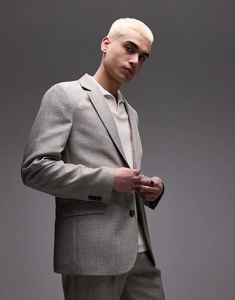 

Свободный фактурный пиджак Topman цвета «камень»