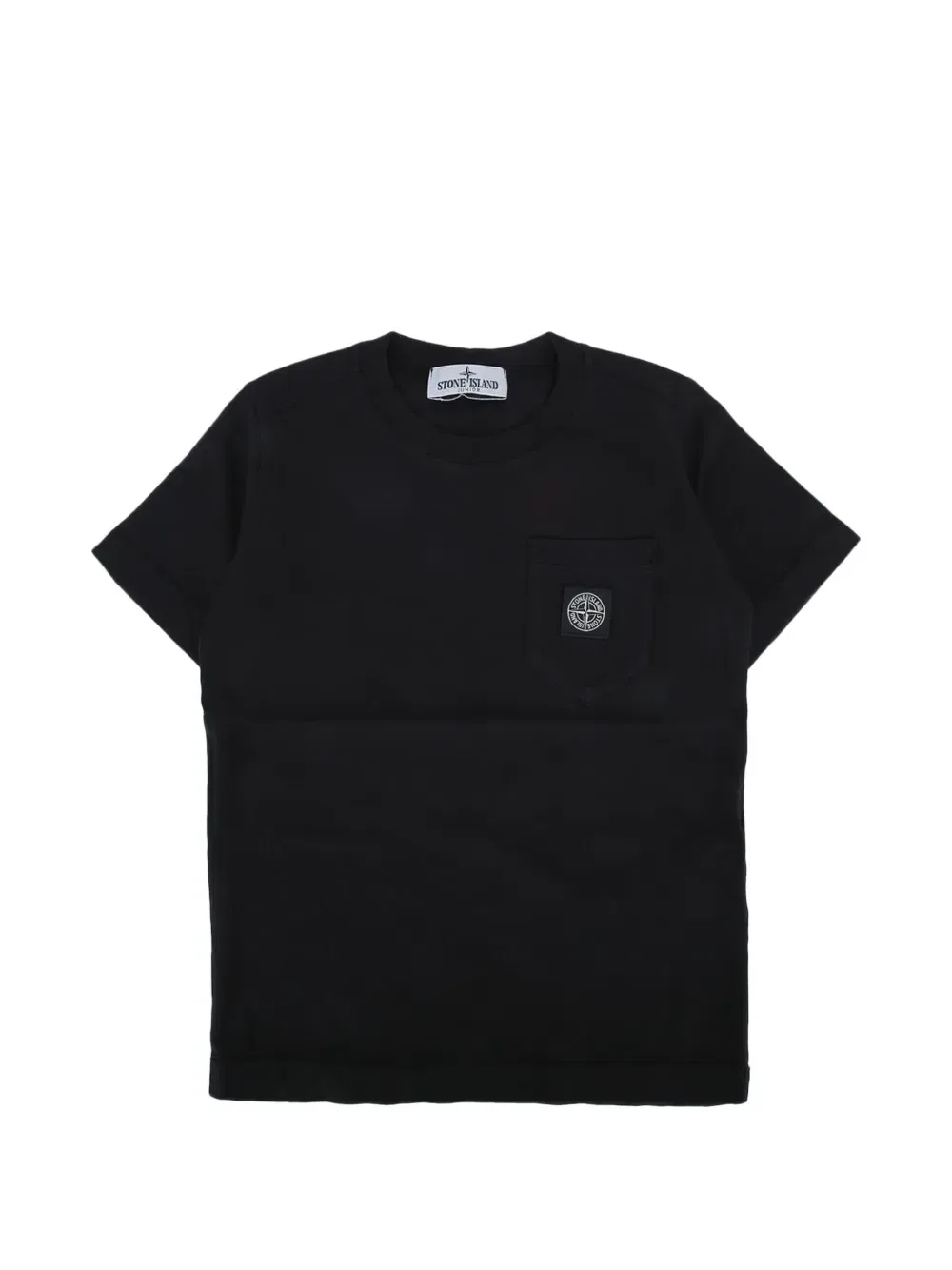 Футболка с логотипом-нашивкой на кармане Stone Island Junior, черный