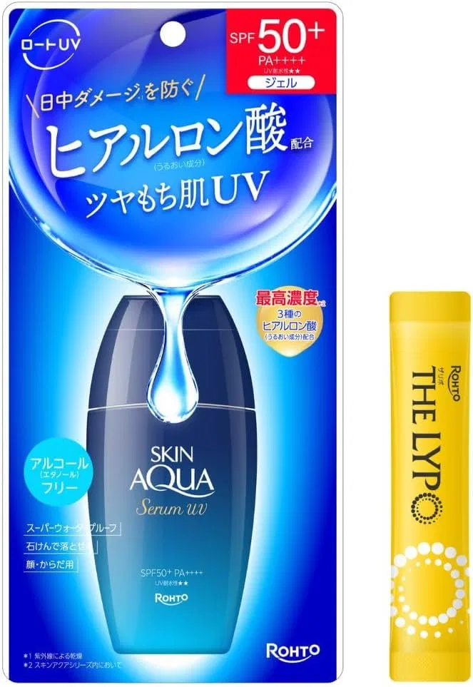 Солнцезащитный гель Skin Aqua с гиалуроновой кислотой, с пробником пудры с витамином C, 70 г