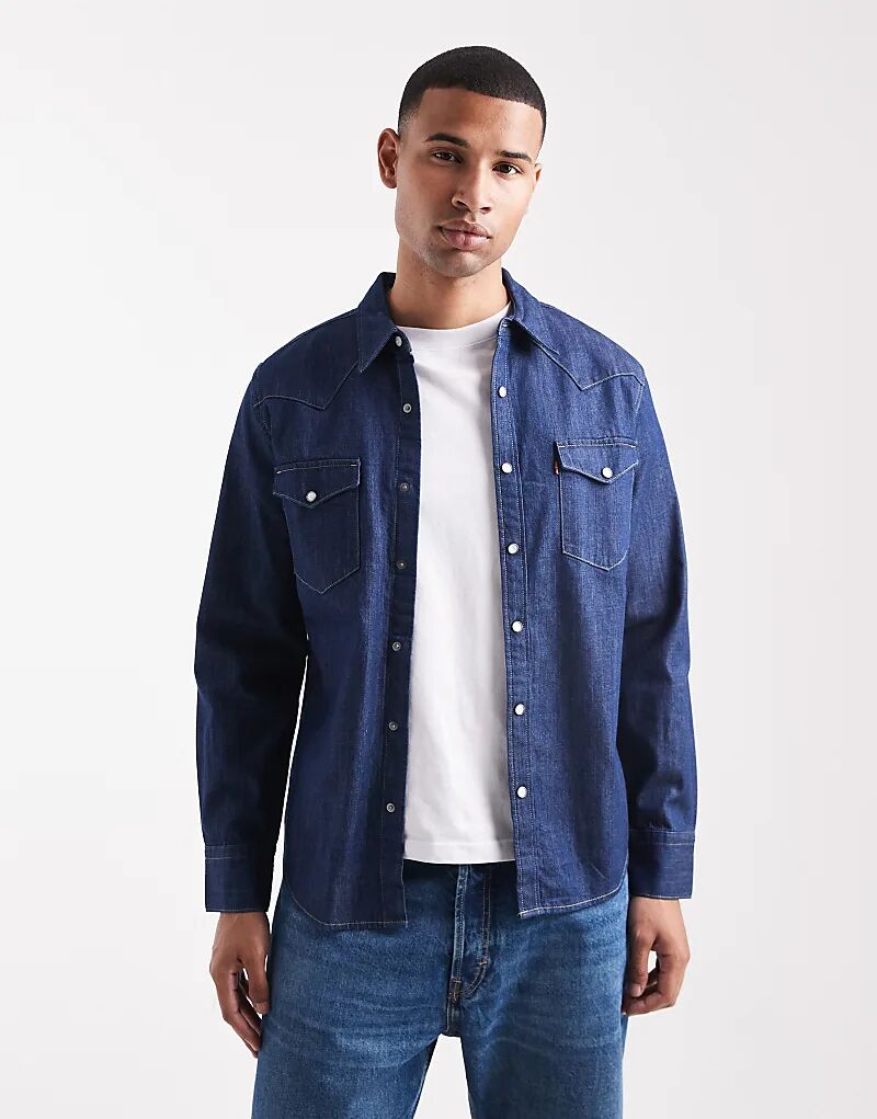 

Рубашка джинсовая Levi's Barstow Western Standard Fit, темного цвета