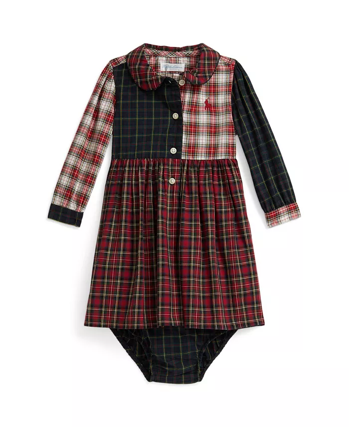 

Платье для девочек в стиле 50-х с воротником из поплина и панталончиками Polo Ralph Lauren, мультиколор