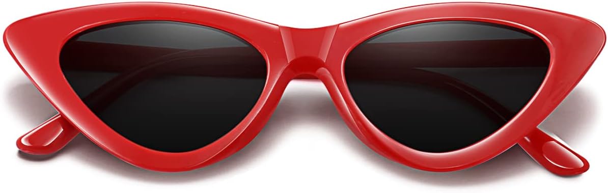 

Винтажные солнцезащитные очки «кошачий глаз» для женщин. Классические ретро-очки с узким оправой «кошачий глаз», защита от УФ-излучения UV400 GFUIARA, Red Frame Black Lens