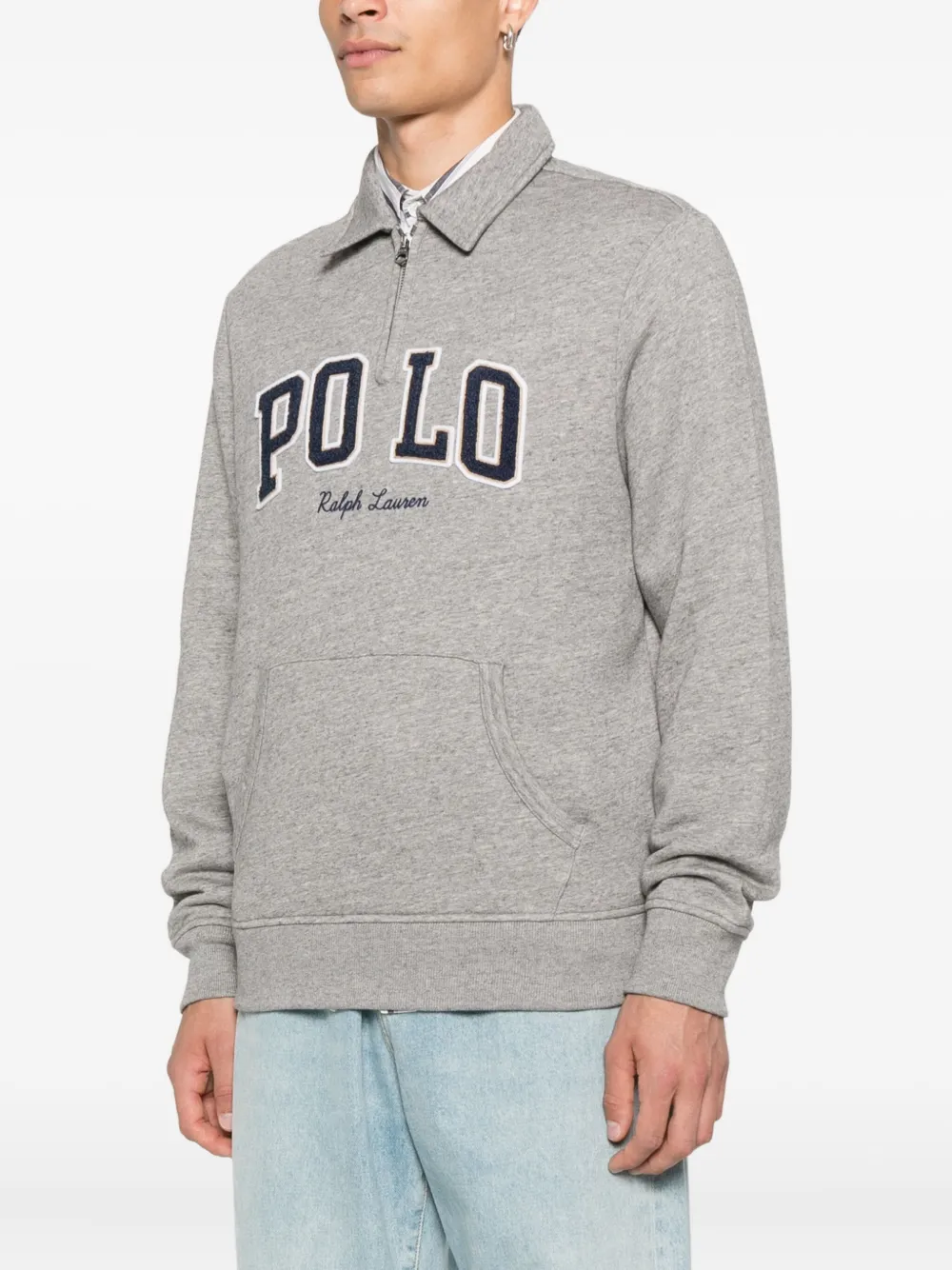 Толстовка с воротником-поло и карманом-кенгуру POLO RALPH LAUREN, серый — фото 3