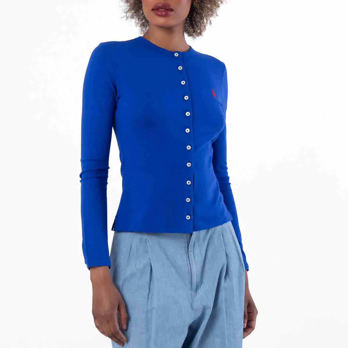 Кардиган Polo Ralph Lauren из хлопковой сетки с изображением пони, Blue Saturn — фото 2
