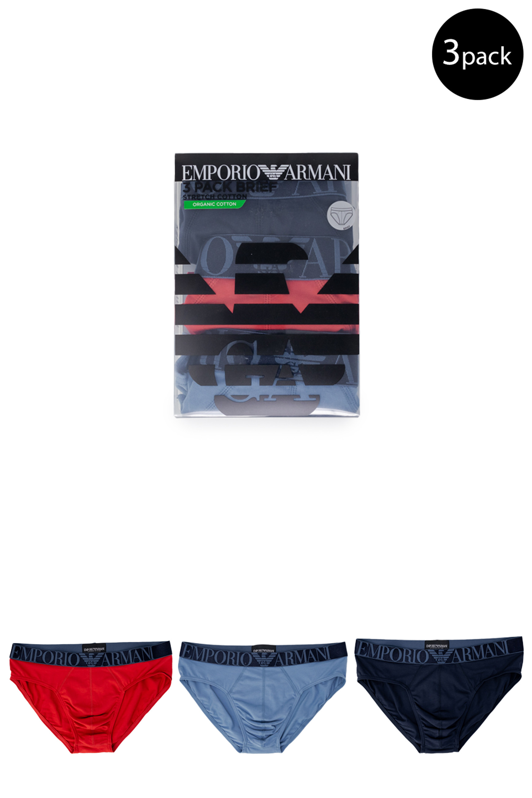 

Трусы мужские Emporio armani underwear брифы 3 пары, мультиколор
