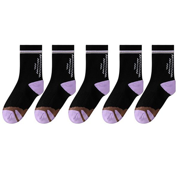 

5 пар женских спортивных носков мид-край с амортизирующей поддержкой свода стопы Anna-Kaci, Black