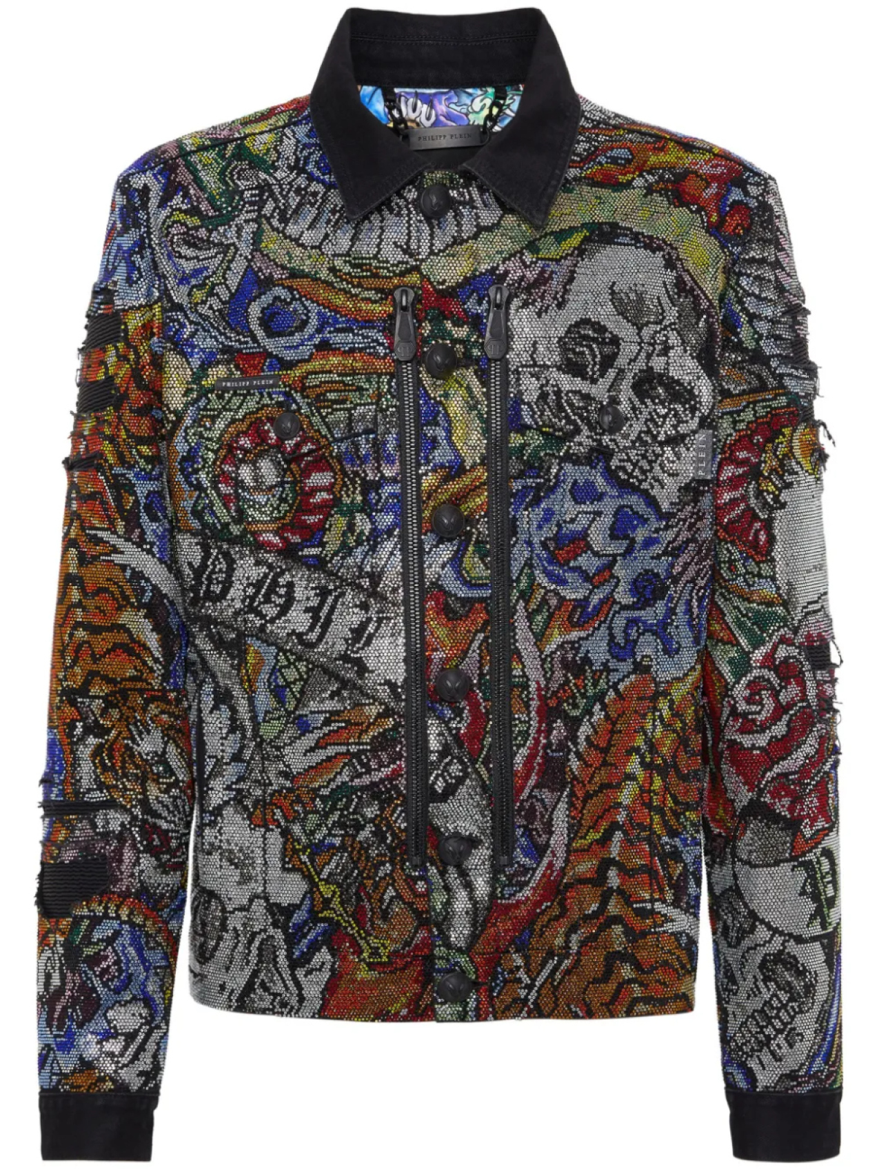 

Philipp Plein джинсовая куртка с кристаллами, серый
