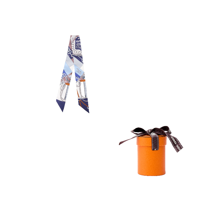 

HERMES Шелковый шарф Marine Blue/White/Ice Umber