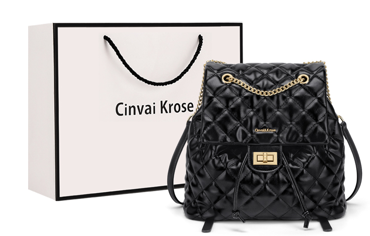 

CinvaiKrose Черный рюкзак с сумкой для покупок, Black (Shopping Bag Included)