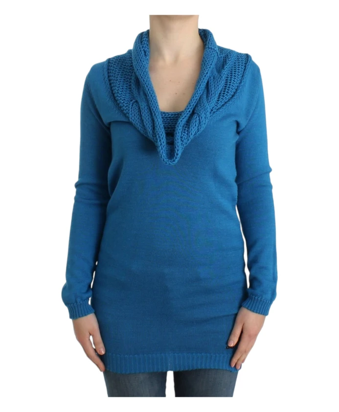 

Национальный костюм, синий вязаный свитер с вырезом-лодочкой Costume National, синий