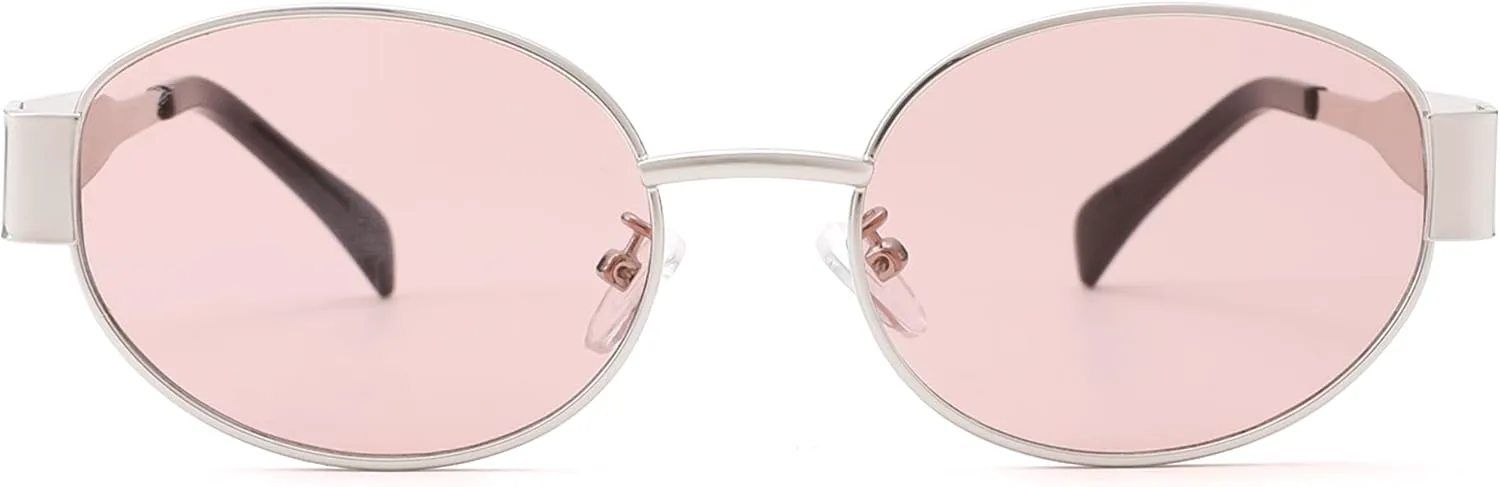 

Солнцезащитные очки Hycredi Retro Oval для женщин и мужчин, модные солнцезащитные очки в классической металлической оправе в стиле 90-х, A9* Silver/Light Brown