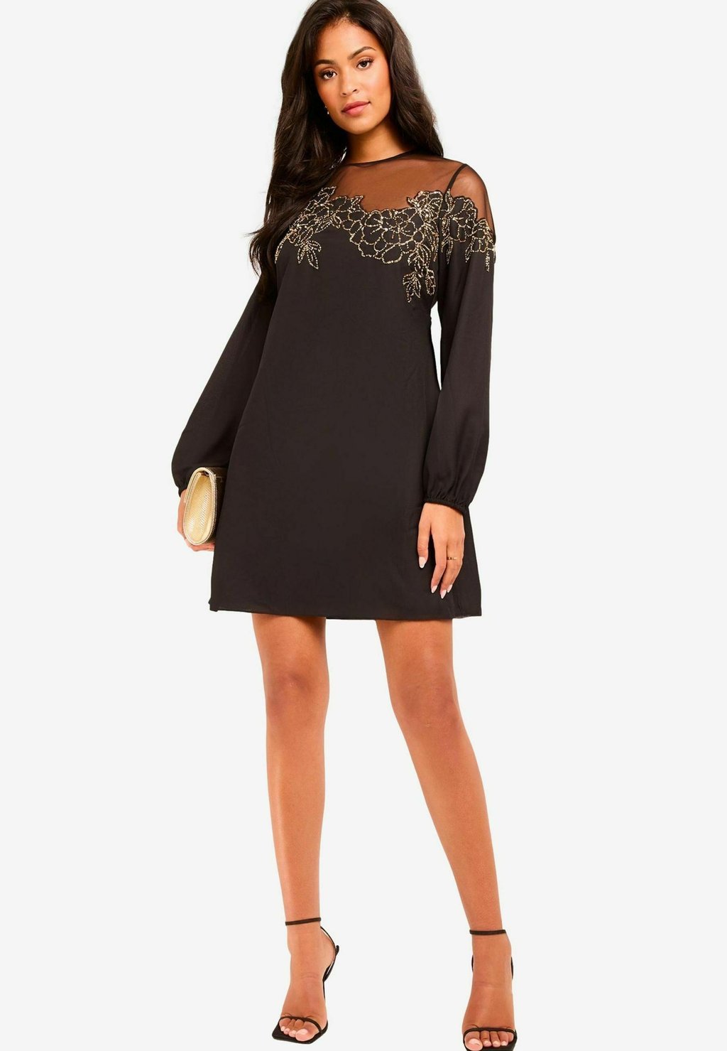 

Повседневное платье REGULAR FIT-LONG SLEEVE HAND EMBELLISHED ARTWORK MINI Lipsy, черный
