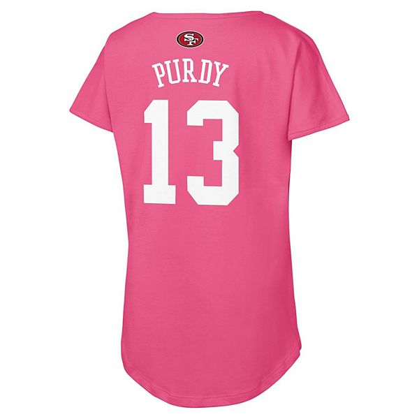Детская футболка с именем и номером игрока Brock Purdy San Francisco 49ers, розовая Outerstuff — фото 4