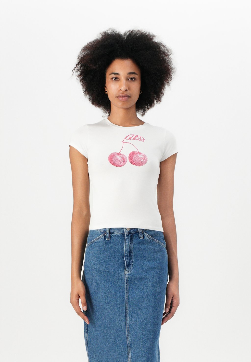

Футболка с принтом WAVY CHERRY LOGO TEE Guess, белый