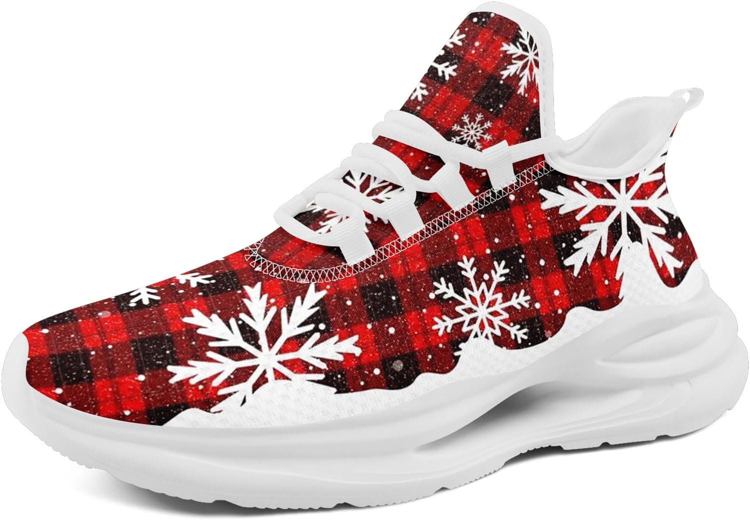 

Рождественские кроссовки для женщин и мужчин, легкие, дышащие, модные спортивные кроссовки для бега и тренажерного зала с принтом Санты Awsole, белый/черный/красный