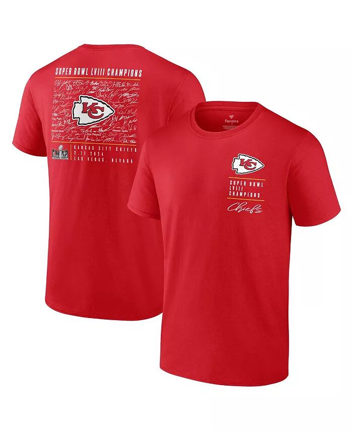 

Мужская красная футболка Kansas City Chiefs Super Bowl LVIII Champions Signature Roster Big and Tall Fanatics