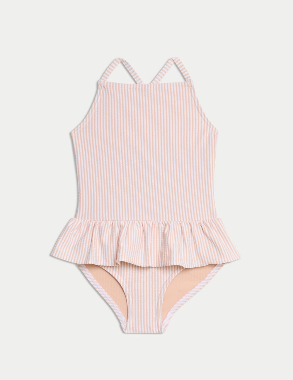 

Купальник с полосками и оборками Marks & Spencer, цвет Orange mix