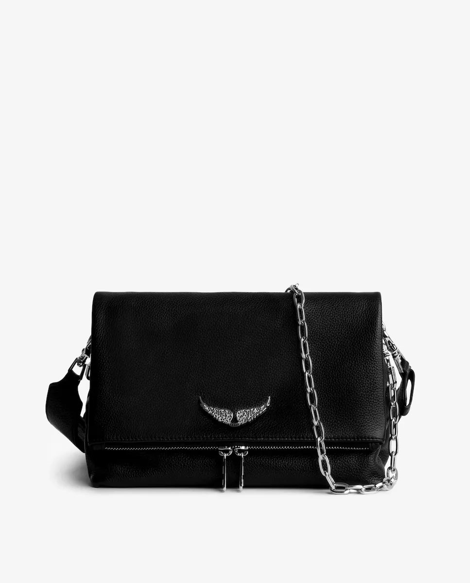 

Rocky Swing Your Wings Черная кожаная большая сумка через плечо на молнии Zadig & Voltaire