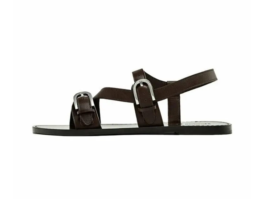 

Сандалии Flat With Double Buckle Massimo Dutti, темно-коричневый