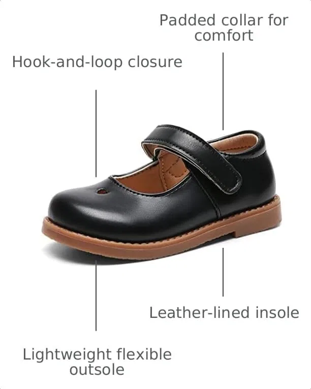 Детские туфли Мэри Джейн для девочек Classic Mary Jane Flats DADAWEN, Black — фото 3