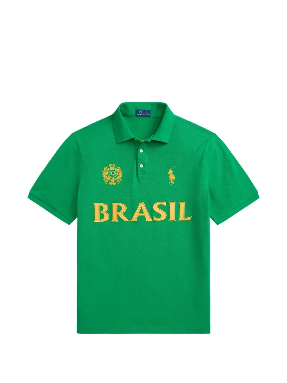 Рубашка-поло из пике с вышитым логотипом Brasil Polo Ralph Lauren, зеленый