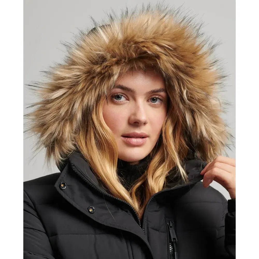 Женское пальто с длинным кроем Super Longline Fuji Superdry, ЧЕРНЫЙ — фото 3